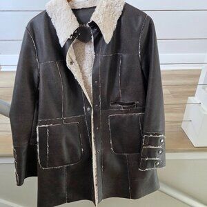 Athleta leather and sherpa coat